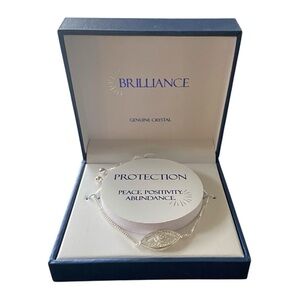 NWT Brilliance Genuine Crystal Adjustable Protection Minimalist Silver Bracelet